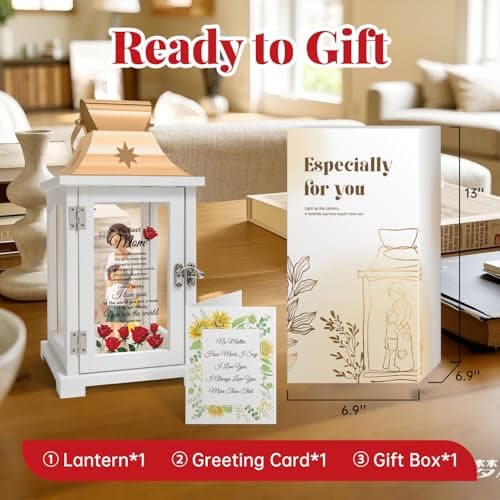 Mothers Day Birthday Gifts for Mom from Son, Mom Gifts from Son - Happy Birthday, Christmas, Valentine's Day Gifts Mom Son Figurine Lantern
