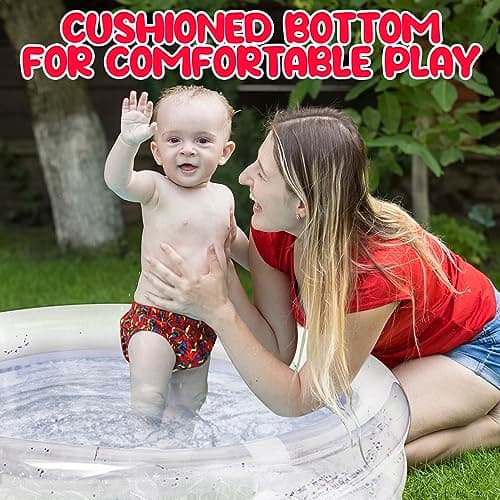 ArtCreativity Sparkly Inflatable Kiddie Pool for Kids 34"x10" - 3 Levels - Transparent Blow Up Baby Pool with Silver Glitter, Easy to Inflate Small Toddler Pools for Outdoor