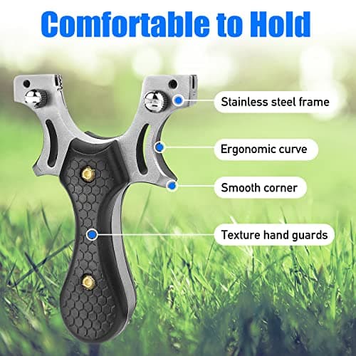 Slingshot, Stainless Steel Slingshots for Adults, Sling Shot for Hunting and Shooting Practice, Come with 3 pcs Flat Rubber Bands and a Storage Case