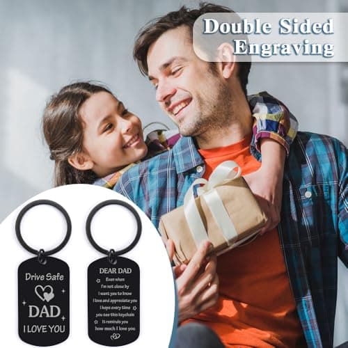 Gifts for Dad from Daughter Son, Drive Safe Keychain Dad Christmas Gift Stocking Stuffers for Birthday Thanksgiving Father's Day Gift for Husband from Wife