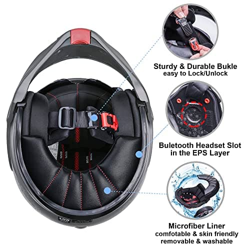 Full Face Motorcycle Helmet DOT Approved, 180° Reversible Chin Guard Modular Pilot Helmet with Anti-Fog Dual Visors for Adult Men Women