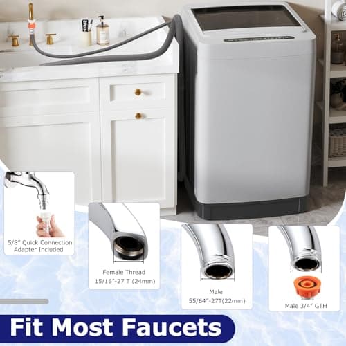 Giantex Portable Washing Machine, 1.5 cu.ft Compact Washer with Drain Pump, LED Display, 8 Programs, 10 Water Levels, Child Lock, 11 LBS Clothes Capacity for Apartment, Home, Dorms, RV (Gray & Black)