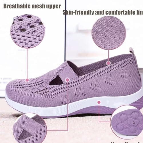 EURO JOY Orthopedic Walking Shoes for Women,2025 New Orthowalkway Womens Shoes,Woven Orthopedic Breathable Walking Sneaker Non-Slip Arch Support Slip on Shoes