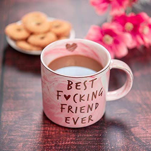 Hendson Best Friend Birthday Gifts for Women - Best F Friend Ever - Funny Friendship Gifts for Women - Gifts for BFF, Bestfriend, Besties, Sister, Her, Woman - Cute Pink Marble Mug, 11.5oz Coffee Cup B08F25XZR1