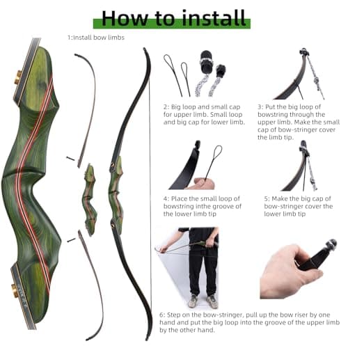 Archery 60" Recurve Bow and Arrow Set for Adults, 30-50lbs Right Hand Wooden Hunting Bow for Outdoor, Hunting and Practice, Standard Target Archery Beginner Recurve Bow and Arrows Kit