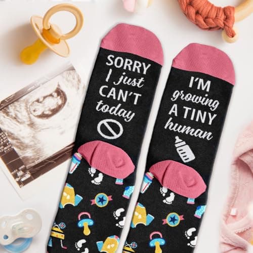 Pregnancy Gifts for New Mom, Dad, Grandma - Funny Socks For Expecting Dog Mom, Dog Dad - Stocking Stuffers B0H376KX6V