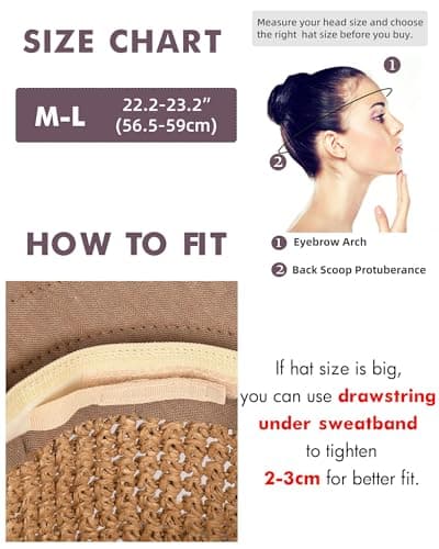 FURTALK Summer Straw Beach Sun Hats for Women UPF 50 Floppy Wide Brim Travel Bucket Hat Foldable Packable