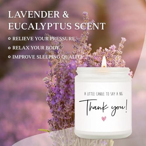 Thank You Gifts for Women, Men, Hostess Gift, Lavender Scented Soy Wax Candle, Appreciation Gifts for Teacher Coworker Employee Boss Nurse, a Little Candle to Say A Big Thank You, Handmade