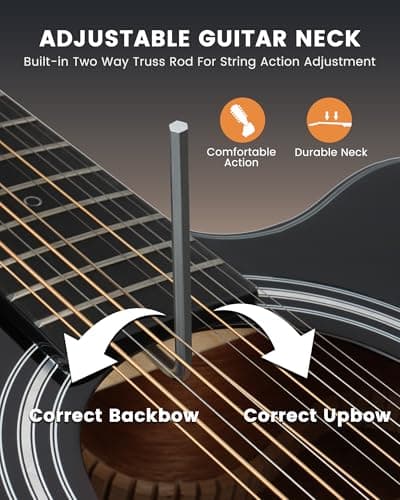 Fesley 12 String Guitar: 42" Full Size Acoustic Electric Guitars for Beginners Adults, Spruce Top Guitarra Acustica, Cutaway Guitar Bundle with Gig Bag, Picks, Strings, Strap, Gloss, Black