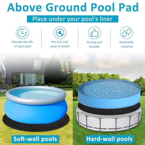 260G/M² Pool Pads for Above Ground Pool, 15FT Round Under Pool Mat Made of Durable and Prevents Puncture Geotextile Material to Protection and Extend The Life of Inflatable Swimming Pool or Hot Tub