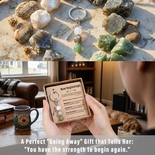 Quietsun Keychain Cute Women Gifts-New Beginnings/Birthday Gifts for Best Friends/Families/Coworkers B0GTZCSP88