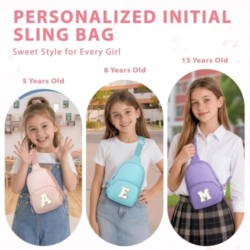 Gifts for Teen Girls Kids, Birthday Gifts for Daughter Sister, Initial Crossbody Bag Sling Bag, Teens Girls Kids Birthday YOOLIFE Teen Girls Kids Gifts for 6 7 8 9 10 11 12 13 Year Old Girl, Pink A B0FNM68MPQ