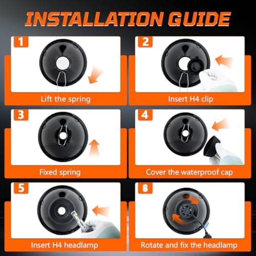 H4/9003 LED Headlight Bulbs + 7 Inch H6024 Glass Round LED Headlight Housing,Halogen Sealed High Low Dual Beam,Original Classic Look Conversion Pair Kit Pair
