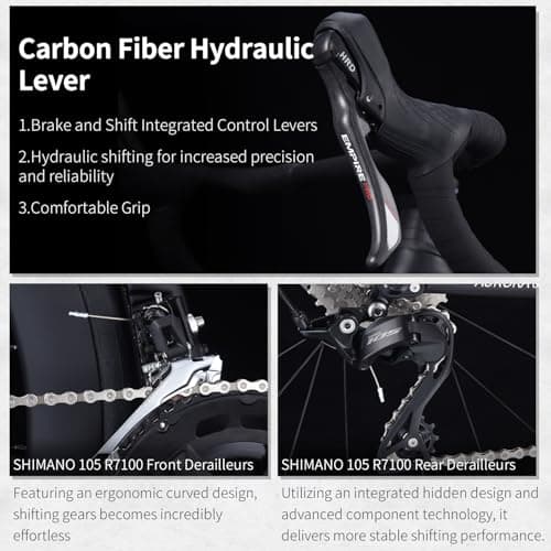 SAVADECK A7L Carbon Road Bike, T800 Carbon Fiber Frame 700C Racing Bicycle with Shimano 105 R7100 24 Speed Groupset and Hydraulic Disc Brake, Ultra-Light Carbon Bike for Man and Women