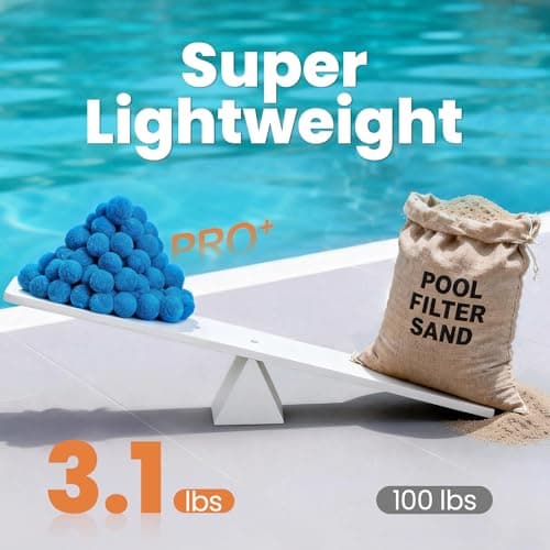 3.1 lbs Pool Filter Balls for Sand Filters, Reusable Blue Filter Media Balls for All Sand Filter Systems, Efficient & Lightweight Pool Sand Filter Balls, Replaces 100 lbs Pool Filter Sand