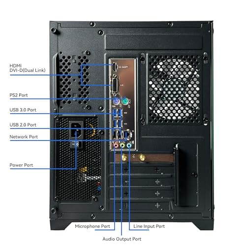 YAWYORE Gaming PC Desktop Computer AMD Ryzen 5 5600GT,16GB DDR4 3200MHz,1TB M.2 NVMe PCle,550W 80PLUS PSU,WiFi,Game Design Office Console,Sea View Room, Towers Prebuilt PC (Black)