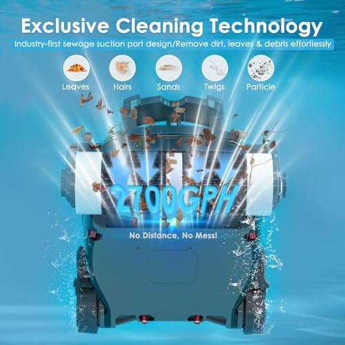 Cordless Robotic Pool Cleaner, Wall Climbing, Lightweight, Extended Battery Life, 8L Large Capacity, Advanced Dual-Motor, X1 Auto Pool Vacuum for Inground & Above Ground Pools Up to 1100 Sq.Ft, Blue