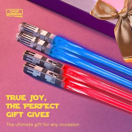 Lightsaber Chopsticks – LED Light-Up Reusable Sushi Utensils | Blue Jedi and Red Sith Color Glow, Battery Included | Fun Star Wars-Inspired Gift for Kids & Adults