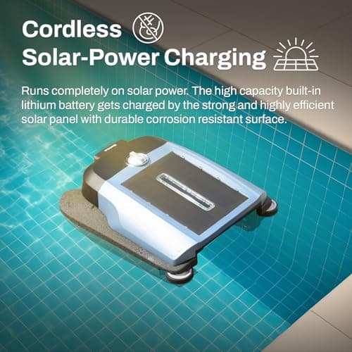 Betta Flex Solar-Powered Robotic Pool Skimmer – Cordless with Dual Cleaning Modes, Soft-Touch Pool Protection. Compatible with Infinity Edge, In-Ground & Above-Ground Pools (Blue)
