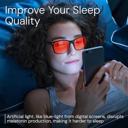 livho Blocking Gaming Glasses Blue Green Light for Computer Sleeping, Dual Coatings Red Lenses, for Women & Men
