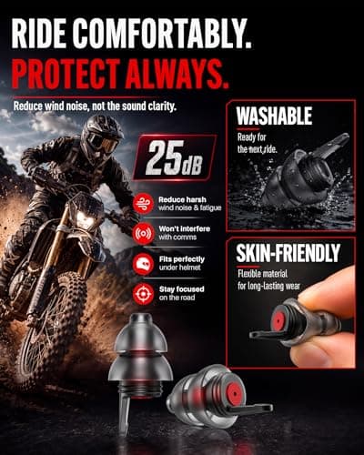 Motorcycle Ear Plugs for Wind Noise Reduction, 2 Pairs Reusable Motorcycle Accessories - Moto Earplugs, Soft Comfortable Hearing Protection for Motorbike, Touring, Racing, Riding - 25dB, Biker Gifts
