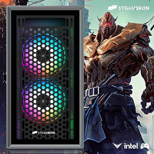 STGAubron Gaming PC Computer Desktop, Radeon RX 560 4G GDDR5, Intel Core i5 up to 3.6G, 16G RAM, 512G SSD, WiFi 6, BT 5.0, RGB Fan x 3, Windows 11 Home