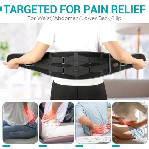Comfytemp Cordless Heating Pad with Massager for Back Pain Relief, Portable Lower Back Massager Wearable, Birthday Gifts for Dad Mom Men Women Elderly, Rechargeable Period Cramps, 3 Heat Auto-Off, 58"
