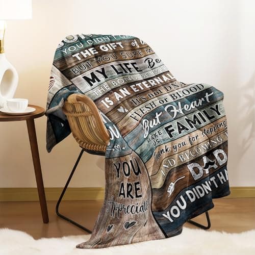 Bonus Dad Gifts - Step Dad Birthday Gifts from Daughter, Son - Stepdad Birthday Gifts - Stepped Up Dads Gift - Bonus Dads Throw Blanket 60" x 50"