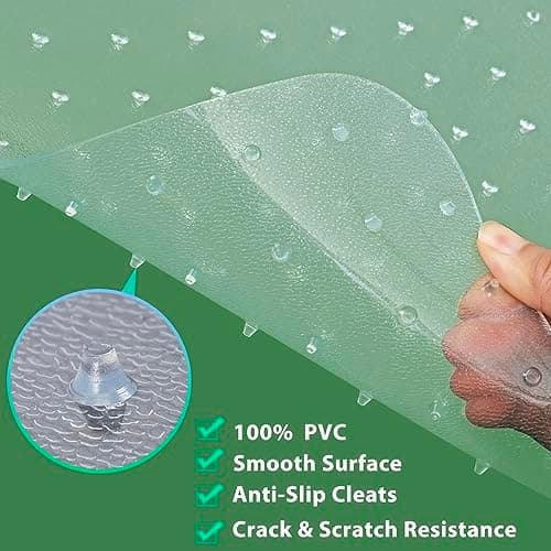 SUPER DEAL Upgraded 48" X 36" Office Chair Mat for Carpet Floor, Non-Slip Under Desk Carpeted Floor Protector, Heavy Duty Clear Plastic Carpet with Lip for Home Office Gaming Chair
