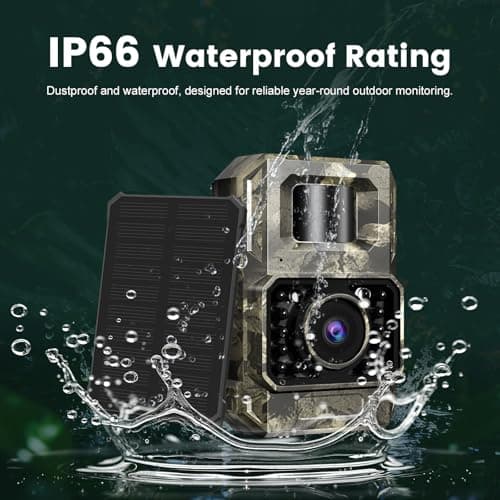 MAXDONE Solar WiFi Trail Camera Bluetooth Game Camera, 4K 64MP Wildlife Cameras 2000mAh Built-in Battery Rechargeable Power Hunting Cameras with Night Vision Trail Cam Bluetooth Wi-Fi Deer Cams