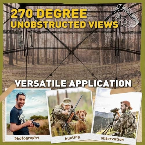 Lenotos Hunting Blind 270° See Through, Low-Noise 2-3 Person Pop Up Deer Blind, Portable Durable Ground Blind for Deer & Turkey Hunting