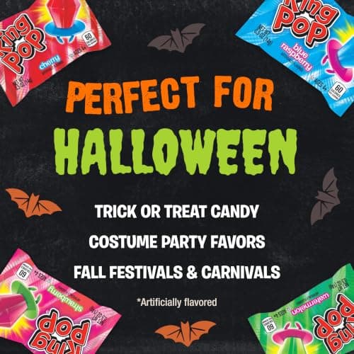Ring Pop Candy, Christmas Lollipops, 20 Ct Party Favors in Assorted Fruity Flavors - Full Size, Bulk Variety Pack, Individually Wrapped Hard Candy For Stocking Stuffers, Holiday Gifts