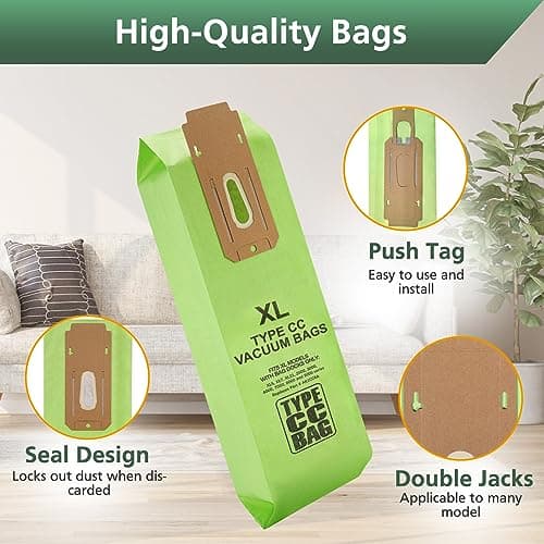 16 Packs Vacuum Bags for Oreck Type CC, Compatible with All Oreck XL Upright Vacuum Cleaner - Replaces Part # CCPK8DW