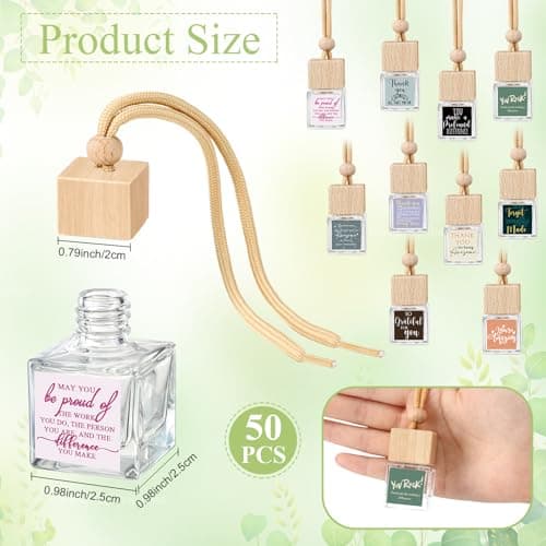 Wood Air Freshener with Thank You Cards, Essential Oil Diffuser, Customer Service Week for Teacher Coworker Staff Team Havawish 10 Pcs Car Diffuser Ornament Employee Appreciation Gift Bulk B0D1K9WQ1B