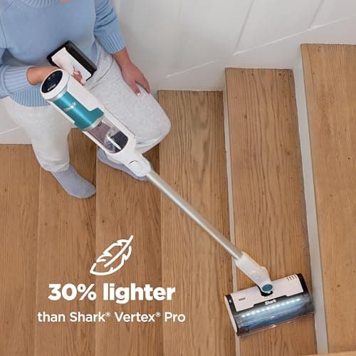 Shark Clean & Empty Cordless Stick Vacuum – Lightweight Cordless with HEPA Filter, Portable, Rechargeable, Auto-Empty System, Stick Vacuum for Pet Hair, Carpets & Hardfloor, White, BU3521