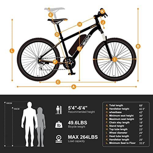 Jasion EB5 Electric Bike for Adults with Peak 1000W Brushless Motor, 40Miles 20MPH Commuting Electric Mountain Bike with 360Wh Removable Battery, 7-Speed, 26" Tires and Front Fork Suspension