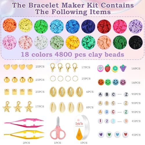 OHOME Stocking Stuffers for Kids - 5300 Clay Beads Bracelet Making Kit,Arts and Crafts for Kids Ages 8-12,Christmas Gifts Crafts Games Toys for 3-10 Year Old Birthday,Travel Essential