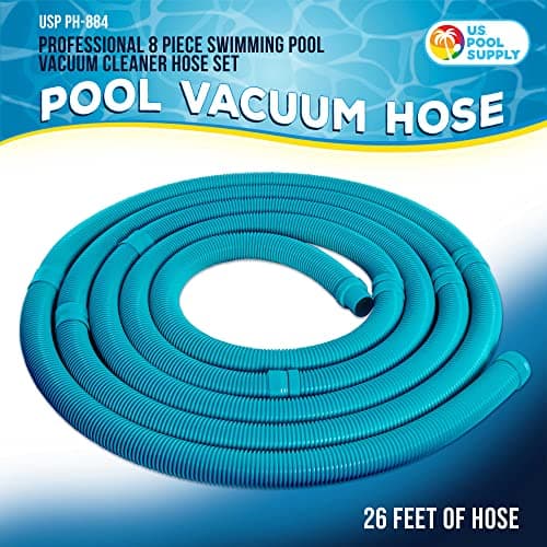 U.S. Pool Supply Pool Vacuum Hose, 8 Piece Pool Hose Set - 40" Teal Flexible Spiral Wound Connector Sections with 1.5" Male & Female Cuff Ends, Replacement Fits Most Inground Automatic Cleaner Brands