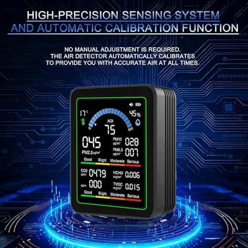 10 in 1 Indoor Air Quality Monitor, Air Tester, Portable Smartair Quality Tester for CO2 | CO | TVOC | HCHO | Temp | AQI | PM0.3-1 Detection Suitable for Home, Cars, Plants, Pets and Hotels