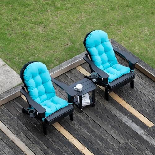 nalone 2 Pack Adirondack Cushion Rocking Chair Cushions High Back Adirondack Chair Cushion with Ties Patio Cushions for Outdoor Furniture (2 Pack, Blue)