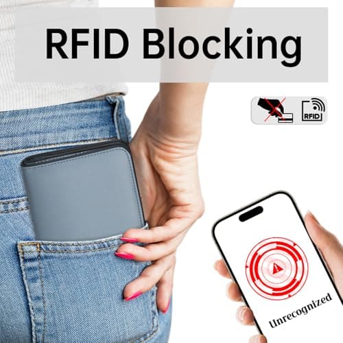 Toughergun Women’s Small Slim Leather Wallet with RFID Protection, Compact Bifold Mini Purse with Clear ID Window