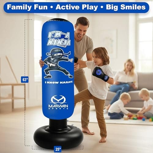 5-in-1 Inflatable Punching Bag for Kids – 63" Karate Toy Set with Boxing Gloves, Durable Fast Rebound, Active Play Birthday for Boys & Girls Ages 4-12