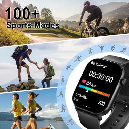 Smart Watch(Answer/Make Call), 1.96" HD Smartwatch for Men Women, 2025 New Fitness Watch with 100+ Sport Modes, Heart Rate/Sleep/SpO2/Calories Monitor, IP68 Waterproof Activity Tracker for Android iOS