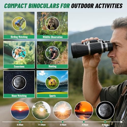 10x50 Binoculars with Dual Independent Eyepiece Adjustment, with BAK4 Prism FMC Lens Low Light Vision & Large View - Professional Binocular for Bird Watching Hunting Stargazing Sports Travel