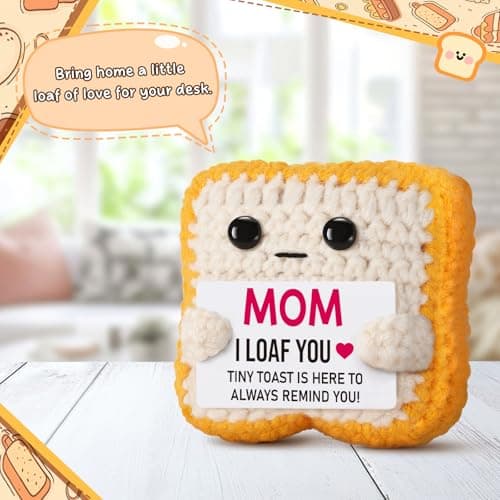 Mothers Day Pun Gift for Mom from Daughter Son- Handmade Cute Loaf Crochet Toast - I Love You Funny Presents for Moms Bonus Mamas Mother-in-Law Birthday, Valentine's Christmas Stocking Stuffers B0F2STWR98