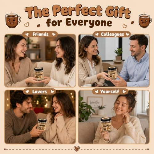 Positive Coffee Jar with 60 Affirmation Cards, Coffee Gifts For Women and Men, Dad, Mom, Coffee Themed Lover Gift, Emotional Support Latte, Cheer Up Funny Gag Gifts for Best Friends, Coworkers B0F6SGJJKC
