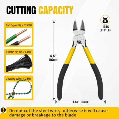 Spring Loaded Flush Cutter Dike for Crafting, Artificial Flower Jewelry Making, Flush Cut Plier Floral Wire Cutter Dyke Snip BOOSDEN Wire Cutter 6.5 inch Cutting Pliers Diagonal Cutter Metal Snipper B08ZCHYGN7