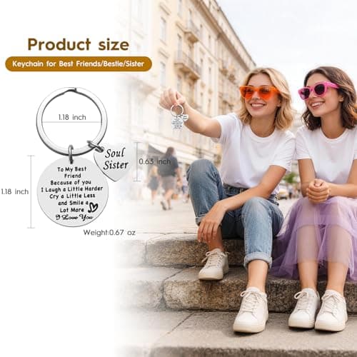 iJuqi Soul Sister Keychain Gift for Best Friends - Birthday and Christmas Gifts for Women