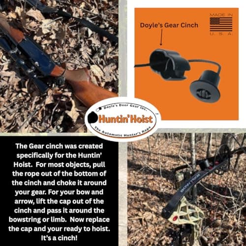 Doyle’s Deer Gear Huntin Hoist | Retractable Bow Hoist for Deer Hunting | Ascending Accessory for Saddle hunting and Elevated Tree Stands and Deer Blinds | 30 Feet of Retracting Braided Rope