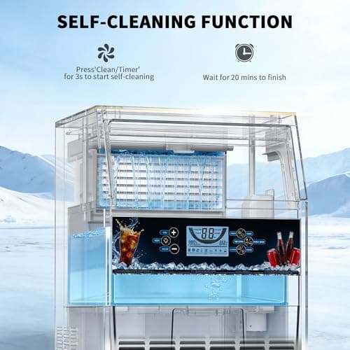 Commercial Ice Maker Machine, 300 lbs/24h with 70 lbs Storage, 126 Ice Cubes in 15 Mins, ETL FCC, Under Counter Ice Maker with LED Display, 24H Timer, Smart Reminder, for Cafe Bar Restaurant